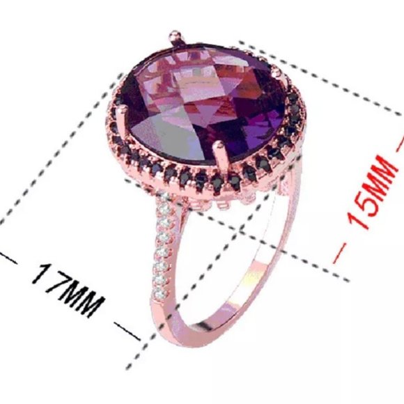 NEW Luxury Big Oval Purple Crystal Zircon Ring - Picture 4 of 6